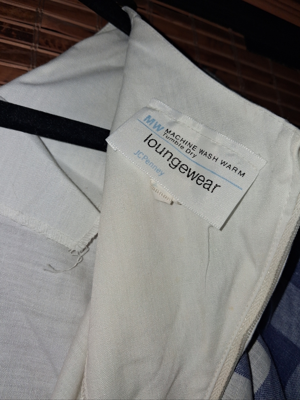 VINTAGE 1970S JCPENNY LOUNGEWEAR BLUE GINGHAM APPLE PRINT COTTON MAXI DRESS - Picture 5 of 5